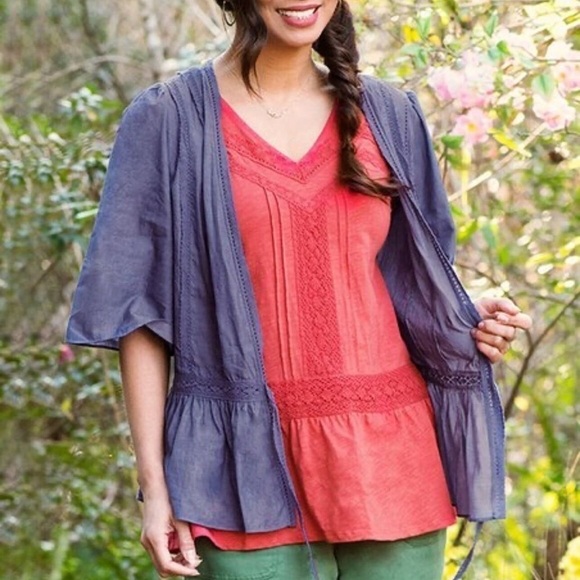 MATILDA JANE Hour By Hour Chambray Blue Denim Tie Waist Jacket, Size XS, EUC. - Picture 13 of 14